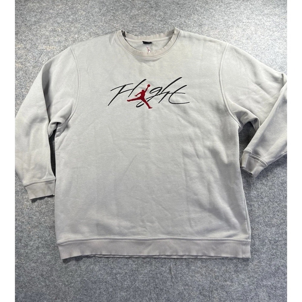 Vtg Jordan Flight Sweatshirt‎ Men's 3XL XXXL Pullover Gray Y2K Red Jumpman READ